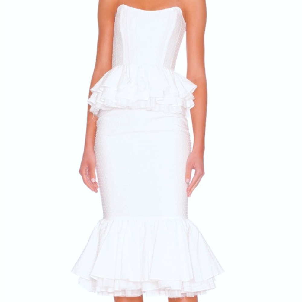 V. Chapman White Ruffle Skirt Set